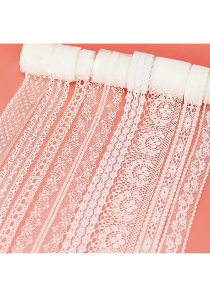 10 Dantel Karışımı Tarzı (5 Yardsroll) Beyaz Dantel Şerit Kumaş Dokuma Dekorasyon Güzel Hediye Paketleme Polyester Malzeme (Yurt Dışından)