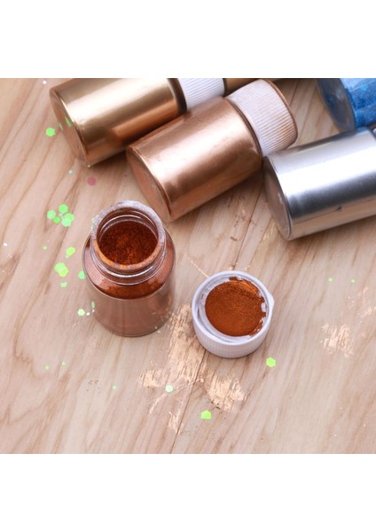 No.8 Stili Bakır Metalik Boya Toz Alçı Mücevherli Metal Tonları Mika Inci Tozu Pigment Boya Epoksi Reçine Sabun Yapımı (Yurt Dışından)