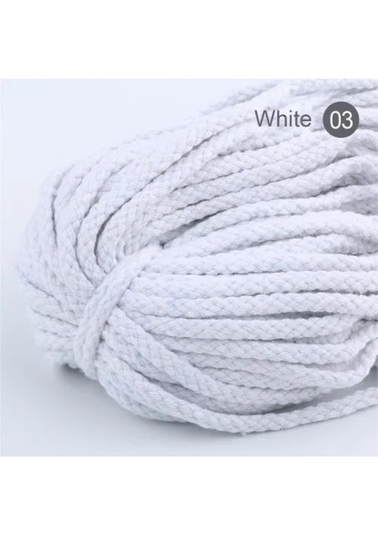 03 Beyaz Stil 25 Yards 7mm Pamuk Halat El Sanatları Dekoratif Bükülmüş Kordon Halat El Yapımı Dekorasyon Için Dıy Kordon Ficelles Couleurs Iplik Kordon (Yurt Dışından)