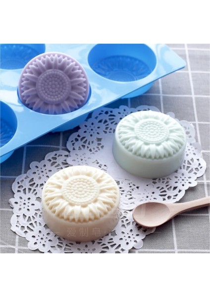 E Stili 6 Boşluk Krizantem Güneş Çiçeği Silikon Sabun Yapma Malzemeleri Kalıpları El Yapımı Dıy Sabun Craft Kalıpları Kek Buzlu Kek Pişirme Araçları (Yurt Dışından)