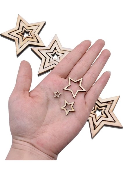 B02-2CM Tarzı Ahşap Ahşap Yıldızlar Scrapbooking Dıy Aksesuarları Ahşap Süsler Ev Dekorasyon Için Lazer Kesim Yıldız Kolye El Yapımı El Sanatları (Yurt Dışından) indirimleri
