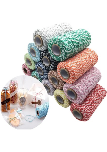 No.27 Tarzı 100METERSROLL 2ply Fırıncılar Sicim Dize Pamuk Kordonlar Halat Ev Dekorasyonu Için El Yapımı Noel Hediyesi Ambalaj Zanaat Projeleri Dıy Kordon (Yurt Dışından)