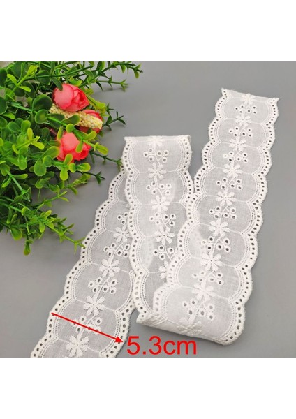 Stil 5700 Stili 2 Metrelot Beyaz Çiçek Işlemeli Pamuk Dantel Şerit Dıy Giyim Dikiş Kumaş Ev Tekstili Perde Dekorasyon 4 cm Genişlik Dantel (Yurt Dışından)