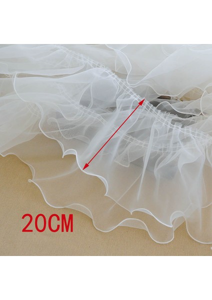 20CM Beyaz Stil 1 M Pembe Beyaz Mavi Renkli Organze Pileli Dantel Trimler Şerit Kumaş Aplike Kat Fırfır Elbiseler Dıy Dikiş Malzemeleri Zanaat (Yurt Dışından)