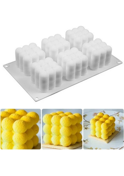 No.1 Tarzı Mini 3D Küp Pişirme Mus Kek Kalıbı Silikon Kare Kabarcık Tatlı Kalıpları Mutfak Bakeware Mum Alçı Kalıp (Yurt Dışından) fırsatları