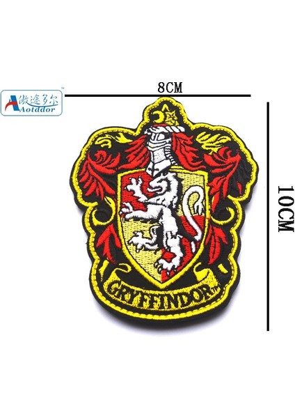 No.5 Tarzı Işlemeli Gryffindor Hufflepuff Ravenclaw Slytherin Crest Logo Yamaları Kanca Geri Moral Askeri Rozet Raptiye (Yurt Dışından)