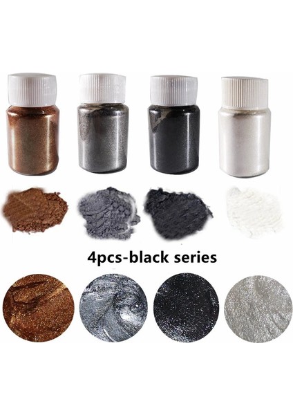 4 Adet-Siyah Stil 4 Colorsset Aurora Reçine Doğal Mika Tozu Epoksi Reçine Boya Inci Pigment Dıy Takı Yapımı Sabun Mum Yapımı Pigment Kiti (Yurt Dışından)