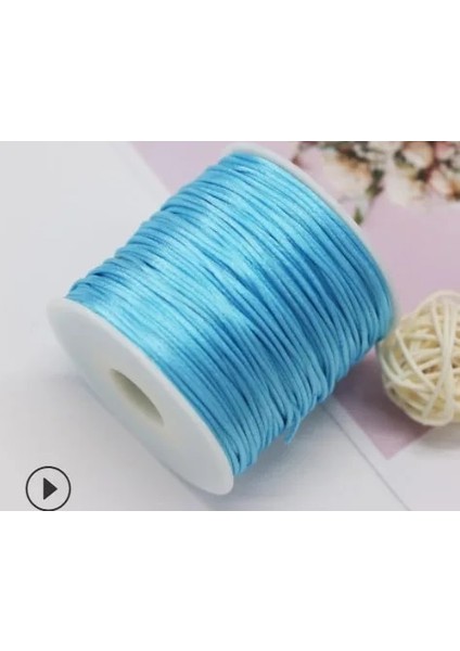 02 Lt Mavi Stil 1mm Halat Saten Rattail Polyester Naylon Kordonlar Dize Çin Düğüm Kordon Dıy Bilezik Takı Yapımı Malzemeleri 50 Metre Rulo (Yurt Dışından)