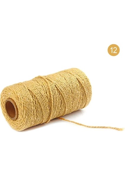 No.12 Tarzı 100M * 2mm Saf Pamuk Bükülmüş Kordon Halat El Sanatları Makrome Zanaatkar Dize Çok Renkli Pamuk Keten Halat Ev Tekstili Deri Dikiş (Yurt Dışından)