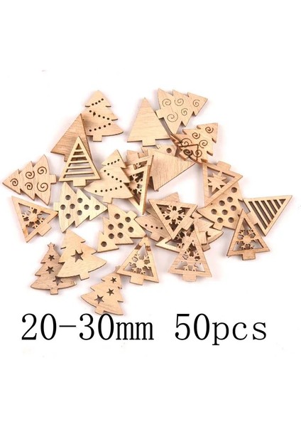 MT2502-50 Adet Tarzı Karışık Noel Ağacı Asılı Süsler Ahşap Dekorasyon Doğal Ahşap Dıy El Sanatları Ev Noel Süslemeleri Çocuklar Hediyeler (Yurt Dışından)