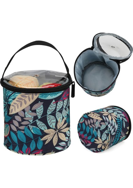 Bir Stil Moda Yün Iplik Saklama Çantası Yuvarlak Örme Yün Çanta Oxford Kumaş Yaprak Baskı Dıy Örgü Dikiş Kiti Dikiş Araçları Aksesuarları (Yurt Dışından) fırsatları