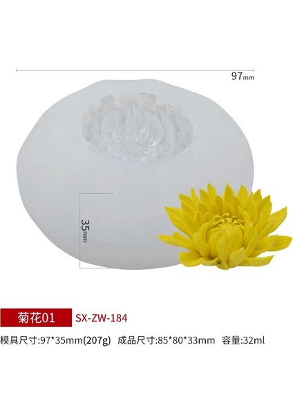 B Tarzı Simülasyon Krizantem Çiçek Kalıbı Kristal Epoksi Kalıp Aroma Alçı Kalıp Kek Süsleme Fondan Araçları El Sabunu Kalıbı (Yurt Dışından)