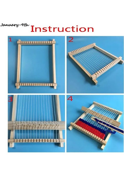Dıy Geleneksel Ahşap Dokuma Tezgahı Craft Iplik El Örgü Makinesi Çocuklar Eğitici Oyuncak Hediyeler (Yurt Dışından)