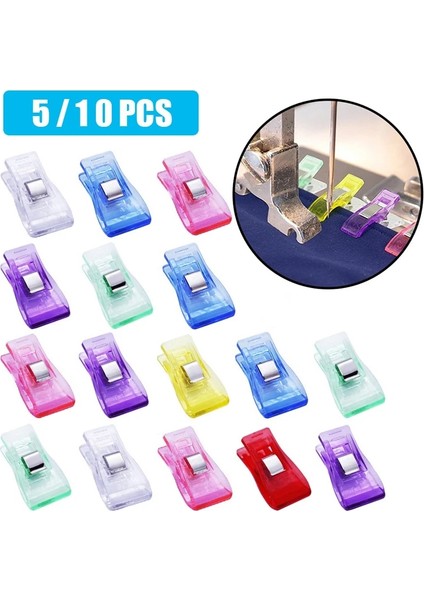 5 Adet-Şeffaf Tarzı Dailylike Olorful Plastik Klipler Kumaş Kapitone Craft Dikiş Örgü Klipler Giysi Kağıt Dikiş Patchwork Aracı (Yurt Dışından)