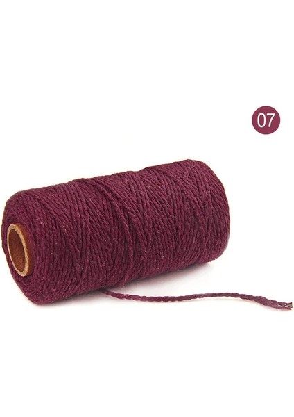 Şarap Kırmızısı Tarzı 100 Yard 100% Saf Pamuk Bükülmüş Kordon Halat El Sanatları Makrome Artisan Dize Fırıncı Sicim Çok Renkli Pamuk Keten Halat Ev Tekstili (Yurt Dışından)