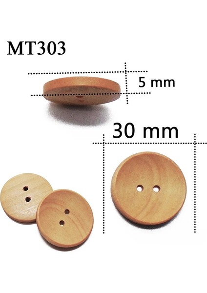 MT303-30MM Stili Yuvarlak Ahşap Tahıl Büyük Ahşap Düğmeler Doğal Renk Dikiş Scrapbooking Palto Palto Lazer El Yapımı 2 Delik (Yurt Dışından)