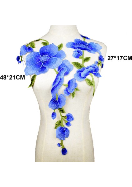 No.15 Tarzı 1 Adet Dikiş Mavi Işlemeli Kumaş Sequins Dantel Yaka Yaka Aplike Giysiler Için Uygulamalar Dıy Aksesuarları (Yurt Dışından)