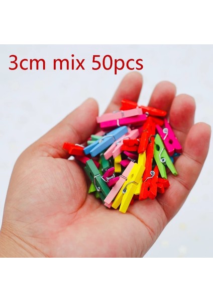 3CM-MIX-50PCS Tarzı 2.5cm Bahar Ahşap Klip Renk Doğal Renkli Yüksek Li Giyim Klibi Dıy El Yapımı Tatil Ev Partisi Dekorasyon Yeni (Yurt Dışından)
