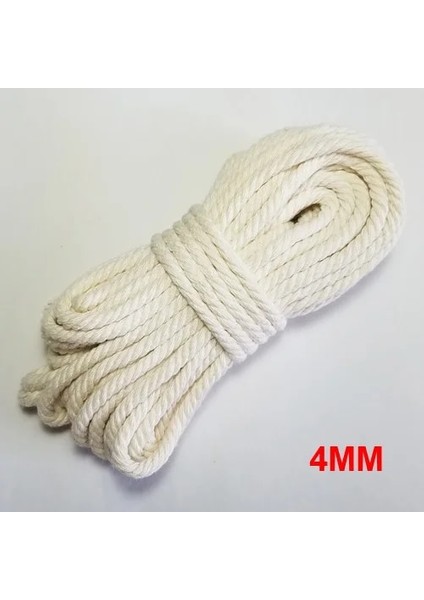 4mm 10M Stili 100% Doğal Pamuk Ip Sicim Makrome Kordonlar Etiketi Asmak El Yapımı Aksesuar Dıy (Yurt Dışından)