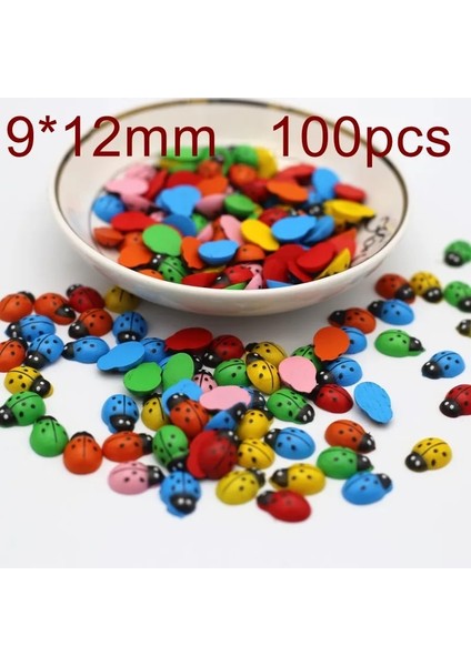 9X12MM 100PCS Stilini Karıştırın Karışık Ahşap Uğur Böceği Flatback Düğün Dekorasyon El Sanatları Sevimli Scrapbooking Kart Yapımı Dıy Craft Malzemeleri Için Adet (Yurt Dışından)