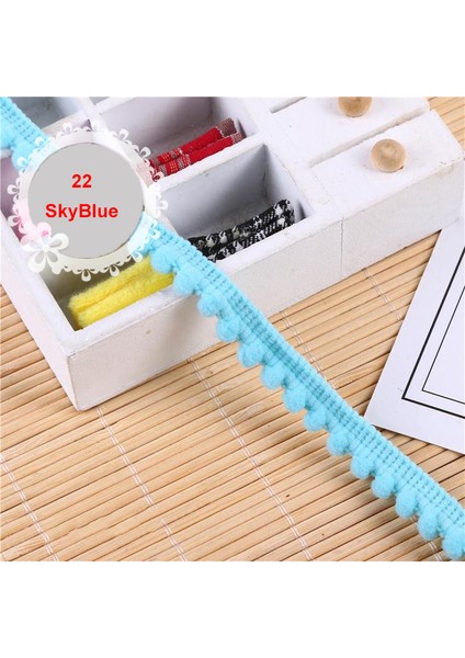 22 Gök Mavisi Stili 10 Yarda Yards Mını Pom Poms Trim Dantel Şerit Renk Pom Pom Topu Fringe Trim Püskül Dikiş Trim Ev Perde Giysileri Yastık Dekor Için (Yurt Dışından)