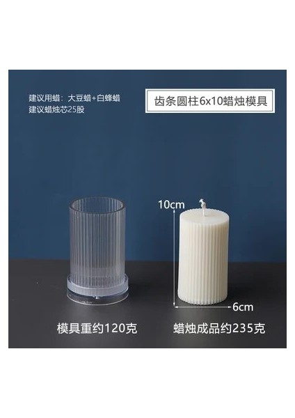 6X10CM Tarzı Çeşitli Akrilik Plastik Mum Kalıpları Klasik Çizgili Roma Sütun Tasarımı Şekli Mum Silikon Kalıp Mum Parafin Yapımı (Yurt Dışından)
