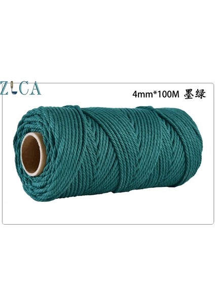 Koyu Yeşil Tarzı 4mm x 110 Yards Renkli Kordon Halat Ipliği Bükülmüş Makrome Dize Dıy Çanta Ev Dekor Tekstil Sarma Dekoratif Pamuk Kordon (Yurt Dışından)