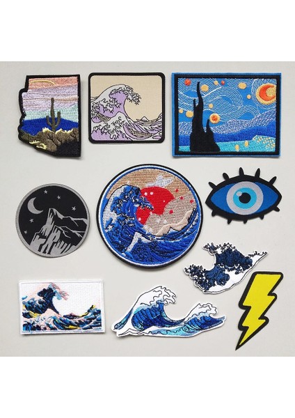 NO.622 Stili Moda Yamalar Yuvarlak Dikdörtgen Nakış Giysiler Için Demir On Aplikler Çıkartmalar Işlemeli Rozetler Çizgili Yama Sırt Çantası Için (Yurt Dışından) fiyatları