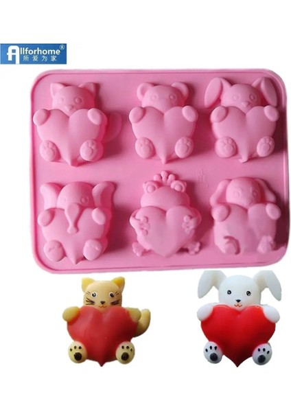 3D Hayvan Kedi Ayı Köpek Tavşan Fil Kurbağa Kalp Aşk Silikon Kek Pişirme Kalıp Muffin Cupcake Çikolata El Sanatları Sanat Sabun Kalıp (Yurt Dışından)