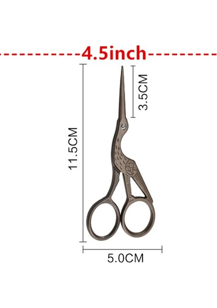 4,5 Inç Bronz Stili Vinç Çapraz Dikiş Retro Klasik Vintage Antika Ince Nakış Dikiş Kuyruk El Sanatları Dıy Ev Kumaşı (Yurt Dışından)
