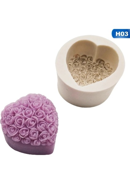 H03 Stili 3D Silikon Sabun Kalıp Kalp Aşk Gül Çiçek Çikolata Kalıp Mum Polimer Kil Kalıpları El Sanatları Sabun Baz Aracı Kalıp Için Dıy Formları (Yurt Dışından)