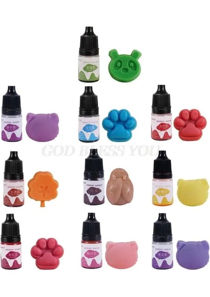 Sr Tarzı 10 Renk 10ML El Yapımı Sabun Boya Pigment Dıy Uv Epoksi Reçine Kalıp Mum Sabun Boyama Sıvı Dudak Parlatıcı Renklendirici (Yurt Dışından)