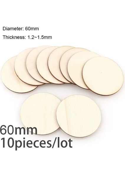 60MM 10 Adet Tarzı Çapı Doğal Bitmemiş Yuvarlak Ahşap Dilimleri Daireler Dıy Craft Çocuklar Için Diskler Noel Boyama Oyuncaklar Süs Dekor (Yurt Dışından)