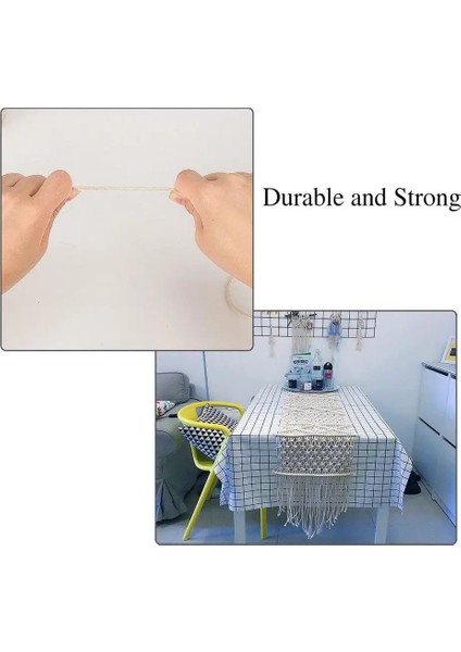 2mm 200M Beyaz Stil Acrame Halat Bükülmüş Dize Pamuk Kordon El Yapımı Doğal Bej Halat Dıy Aksesuarları M (Yurt Dışından) indirimleri