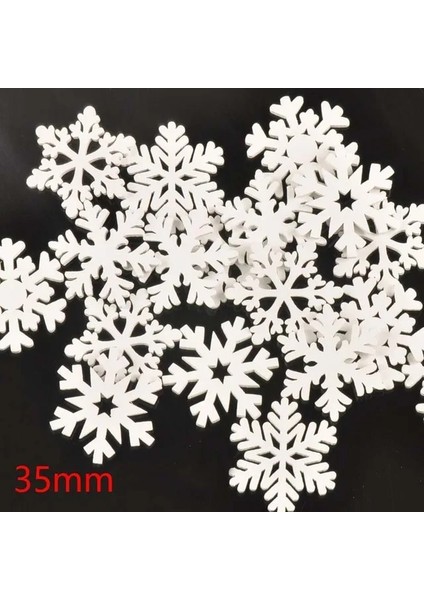 35MM 50 Adet Tarzı Karışık Ahşap Beyaz Noel Kar Tanesi Scrapbooking El Sanatları Dıy El Yapımı Aksesuarlar Ev Dekorasyonu Için Ağaç Süsleme (Yurt Dışından)