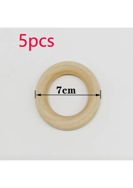 5 Adet 70MM Tarzı Doğal Ahşap Diş Çıkarma Boncuk Ahşap Halka Sopa Çocuk Çocuklar Dıy Ahşap Takı Yapımı El Sanatları Dreamcatcher Makrome Aksesuarları (Yurt Dışından)