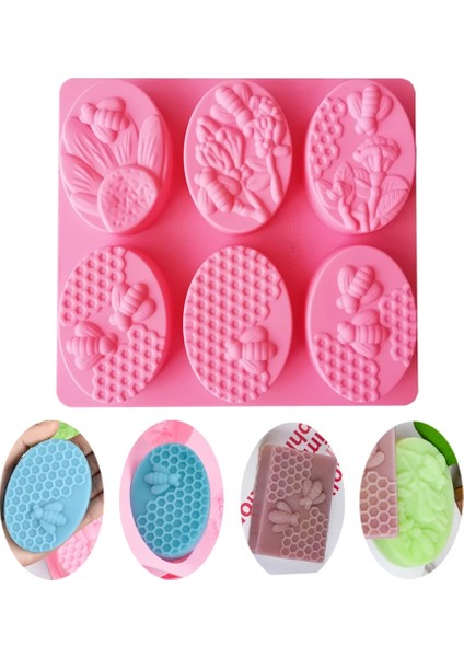 F-Pembe Tarzı 4 Kavite Silikon Sabun Kalıbı Masaj Terapisi Bar Yapımı Araçları Dıy Ev Yapımı Oval Spa Sabunları Kalıp Mum Kalıbı (Yurt Dışından)