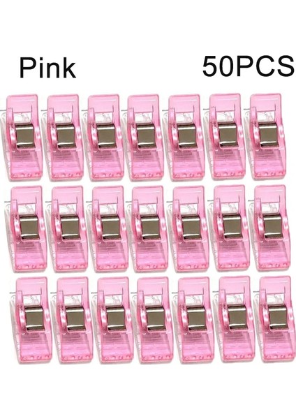 Pembe 50 Adet Tarzı Çok Amaçlı Dikiş Klipsleri Renkli Klipsler Plastik El Sanatları Tığ Işi Örgü Güvenlik Klipsleri Çeşitli Renk Bağlama Klipsleri Kağıt (Yurt Dışından)