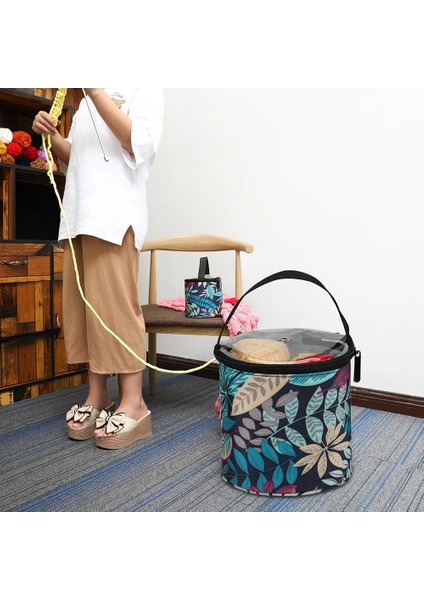Bir Stil Dokuma Iplik Oxford Kumaş Yaprak Baskı Tığ Çanta Örgü Iğne Iplik Bez Çanta Saklama Çantası Dıy Zanaat Yün Depolama Sepeti Dikiş (Yurt Dışından) modelleri