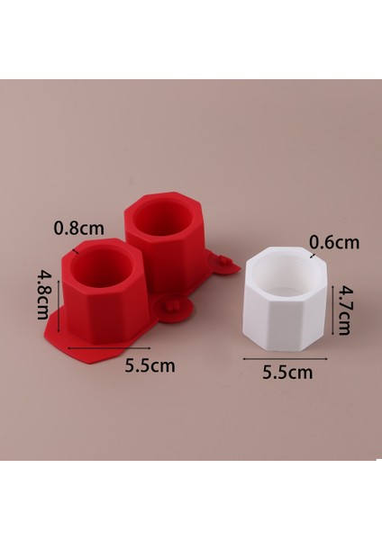 2 Delikli Sekizgen Kırmızı Stil Tek Delik Saksı Silikon Kalıp Dıy Beton Ekici Çimento Etli Pot Kalıpları Epoksi Reçine El Sanatları Şamdan Şişe Yapımı (Yurt Dışından)