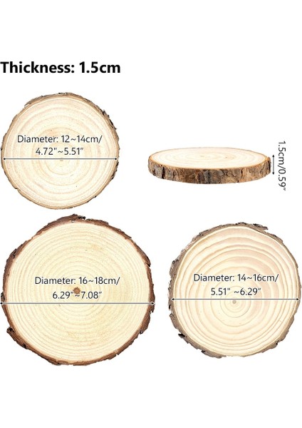 10PC 0,5cm 6-7cm Tarzı Paketi Doğal Çam Yuvarlak Bitmemiş Ahşap Dilimleri Ağaç Kabuğu ile Daireler Günlük Diskler Dıy El Sanatları Düğün Parti Boyama (Yurt Dışından) fırsatları