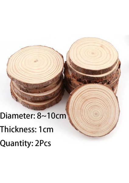 2 ADET8-10CM Tarzı Kalın 1 Paket Doğal Çam Yuvarlak Bitmemiş Ahşap Dilimleri Ağaç Kabuğu ile Daireler Günlük Diskler Dıy El Sanatları Düğün Parti Boyama (Yurt Dışından)