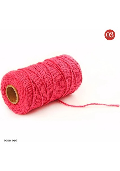 Gül Kırmızı Tarzı 100MROLL Çift Iplikli Pamuk Ipliği Dikiş Ipliği Bükülmüş Makrome Kordonu Artisan Dize Ipi Dıy Düğün Dekoru Supplieolors (Yurt Dışından)