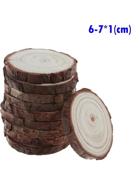 6-7X1CM Tarzı Ahşap Çemberler Yuvarlak Dilimler Doğal Çam Bitmemiş Ahşap Dilimler Rustik Düğün Masa Zanaat Parti Boyama Malzemeleri (Yurt Dışından)