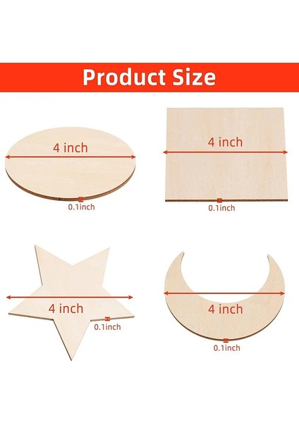 50 Adet Yuvarlak Stil 10CM 10 cm Bitmemiş Ahşap Parçalar Boş Ahşap Kesikler Kare Daire Yıldız ve Ay Şekli Ahşap Dilimleri Dıy Sanat El Sanatları Dekorasyon Için (Yurt Dışından)