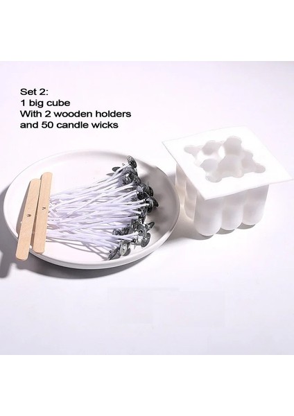 Set2 Stili 6 Kavite Silikon Mum Alçı Kalıp 3D Küp Kare Kabarcık Dıy Yapışmaz Mutfak Tatlı Kek Tepsisi Fırın Güvenli Kek Kalıpları (Yurt Dışından)