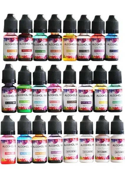 24 Şişe -D Stili 10 ~ 24COLOR 10ML Alkol Mürekkep Difüzyon Alay Kiti Sıvı Renklendirici Boya Sanatı Dıy El Yapımı Zanaat Takı Yapımı (Yurt Dışından) fiyatları