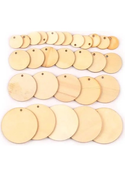 20MM Tarzı Yuvarlak Delikli Ahşap Diskler Bitmemiş Önceden Delinmiş Doğal Ahşap Dilimler Dıy El Sanatları Merkez Parçaları Ahşap Noel Süsleri (Yurt Dışından) fiyatları