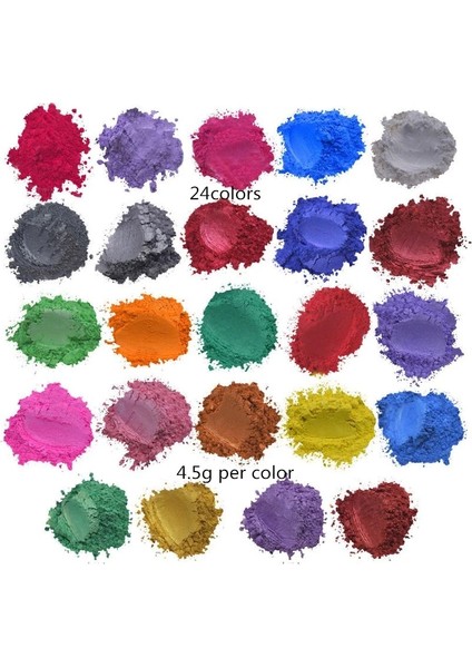 24 Renk Stili 18 Ila 56 Renk Mika Tozu Sedefli Pigment Reçine Renklendirici Paketi Cilt Için Güvenli Dıy Sabun Epoksi Reçine Mum Tırnak Makyaj El Sanatları (Yurt Dışından)