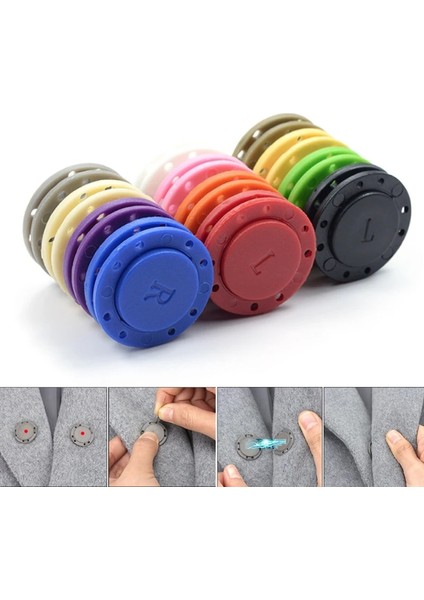 Kahverengi Tarzı 2.2cm 10 Çift Dikiş Düğmeleri Giysileri Gizli Toka Görünmez Mıknatıs Düğme Kapağı Kayma Kaymaz Toka El Yapımı Giyim Dekorasyon (Yurt Dışından)